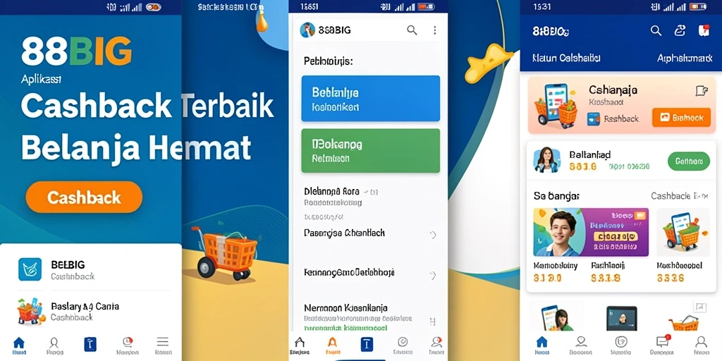 Tampilan antarmuka pengguna 88BIG untuk aplikasi Cashback yang menarik.