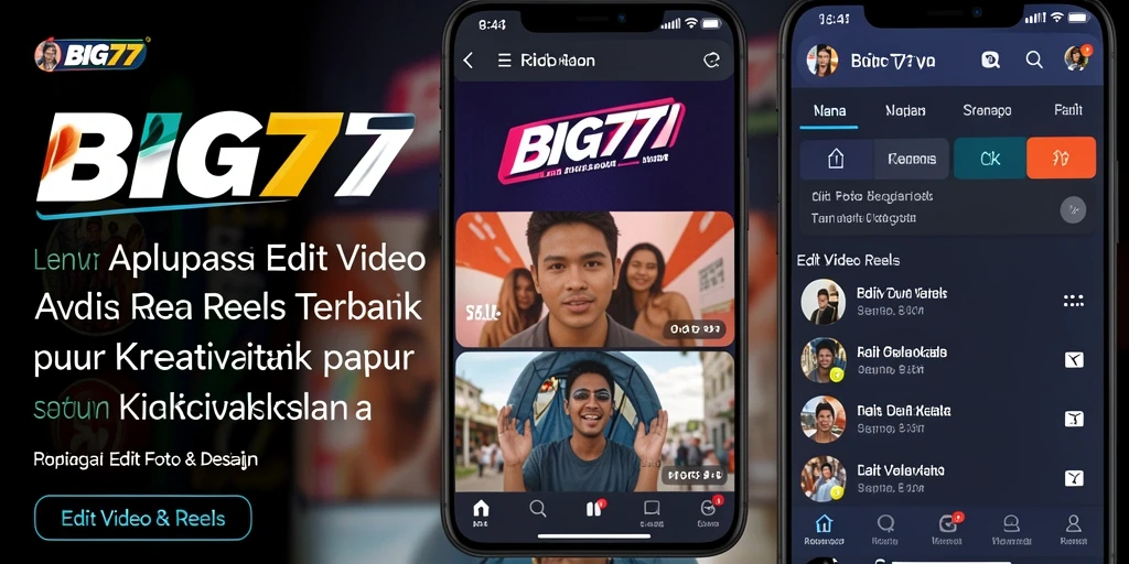 Tampilan antarmuka aplikasi BIG77 yang ramah pengguna untuk edit video reels.