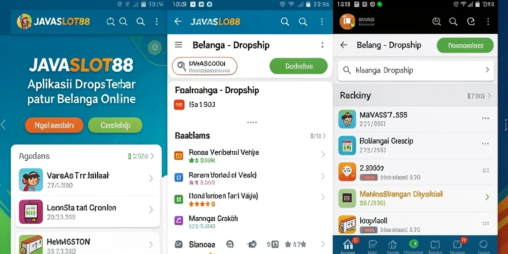Tampilan antarmuka aplikasi JAVASLOT88 yang intuitif untuk belanja dropship.