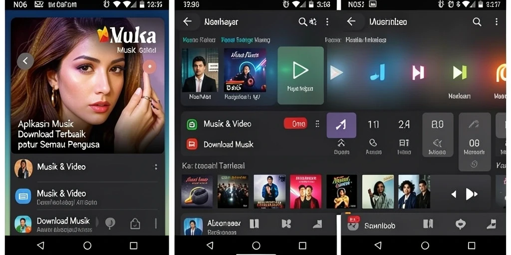 Antarmuka aplikasi N06 yang sederhana dan mudah digunakan untuk Download Musik.