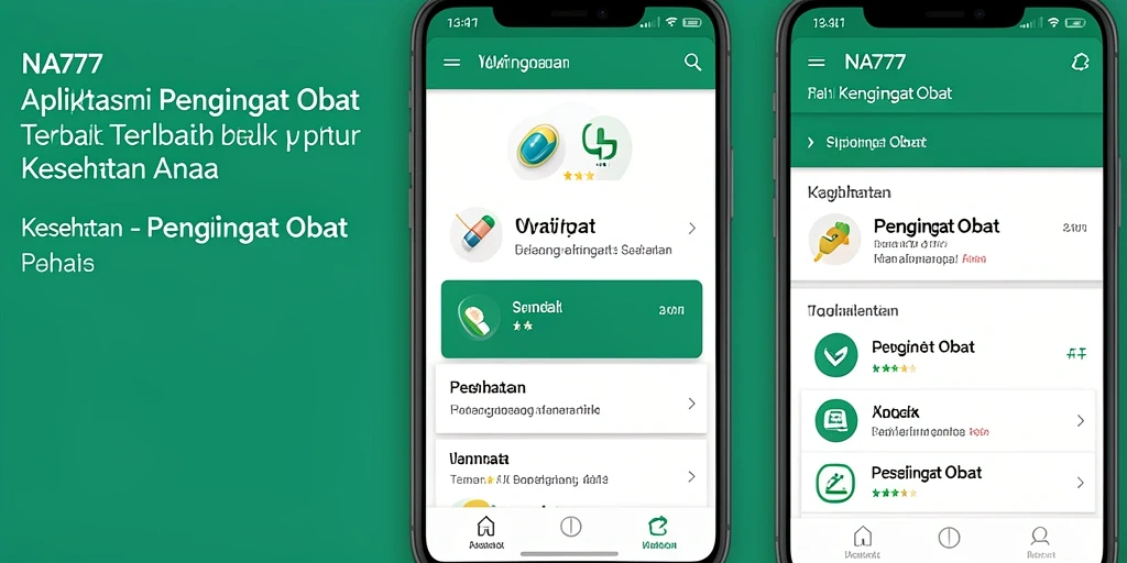 Tampilan antarmuka ramah pengguna dari aplikasi Pengingat Obat NA777.